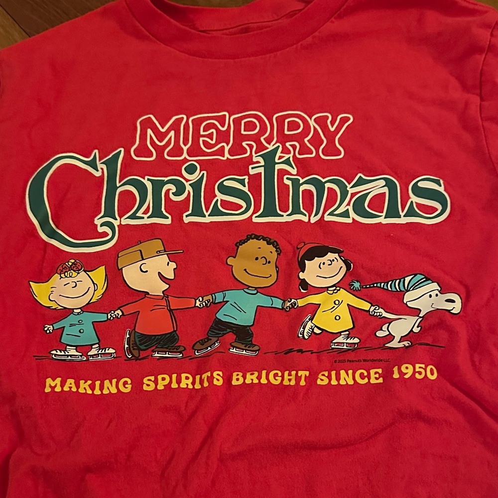 Peanuts Red Merry Christmas Women’s Tee - Picture 2 of 3